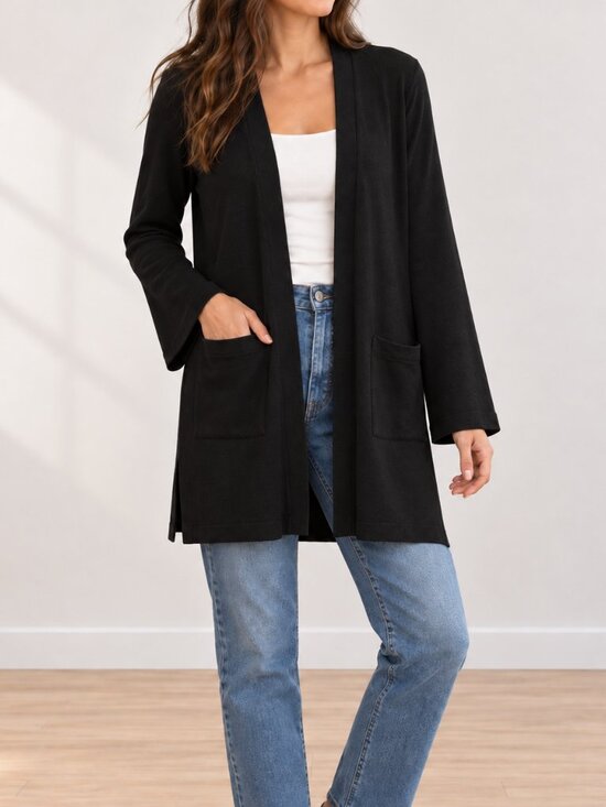 Blue Sky Sweaters - Blue Sky Clothing Black Cotton Bell Sleeve Cardigan | Size Small